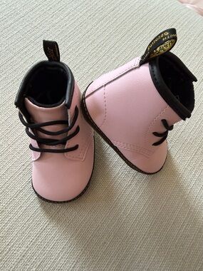 Dr. Martens Pink and Black Kids Lace-Up Boots